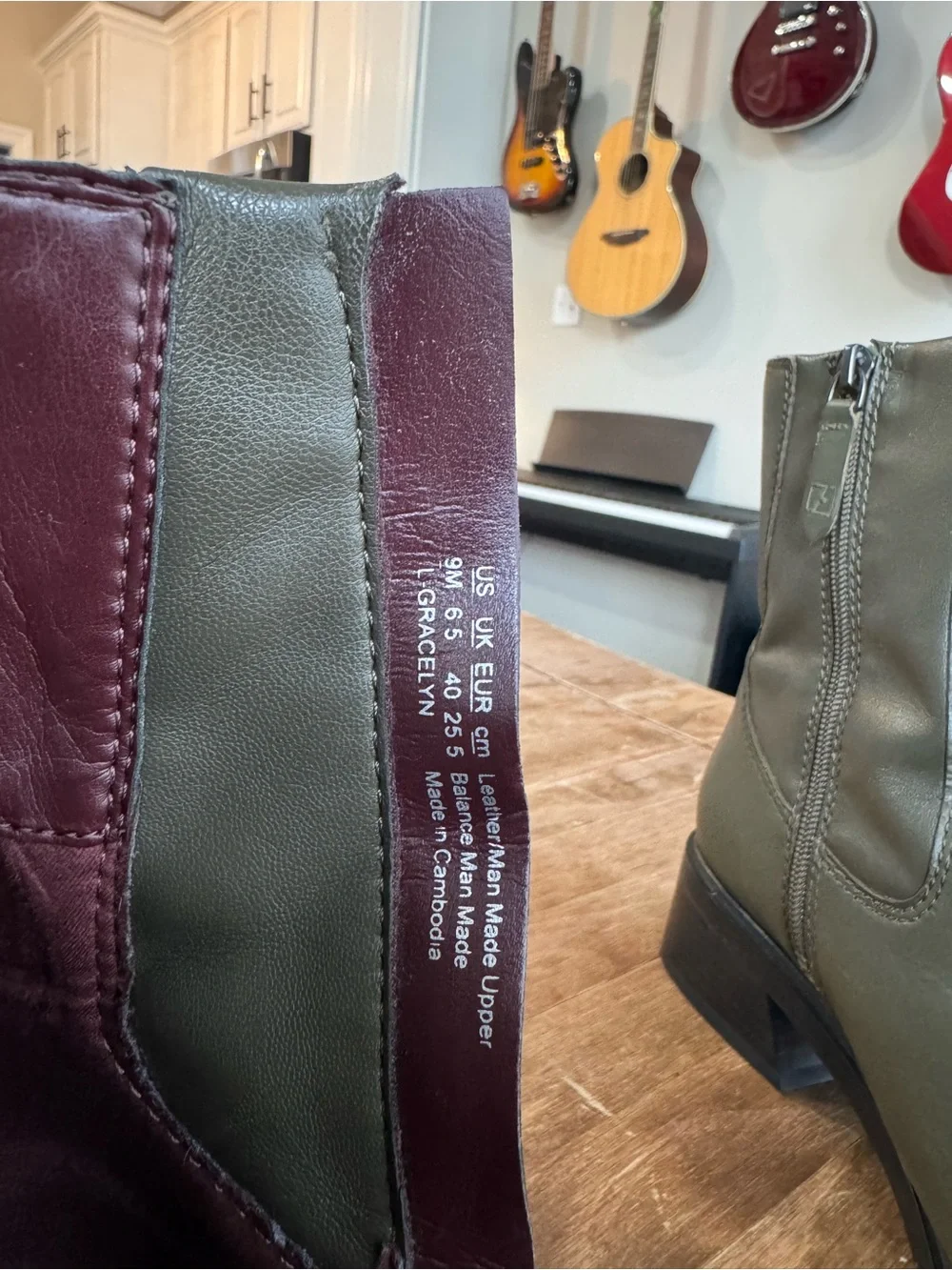Franco Sarto Olive Green Leather Ankle Boots